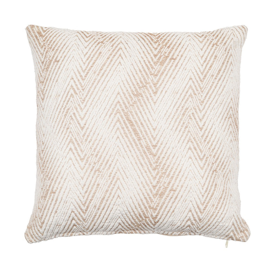 WHITE/BEIGE COTTON DECORATIVE CUSHION 45 X 45 CM