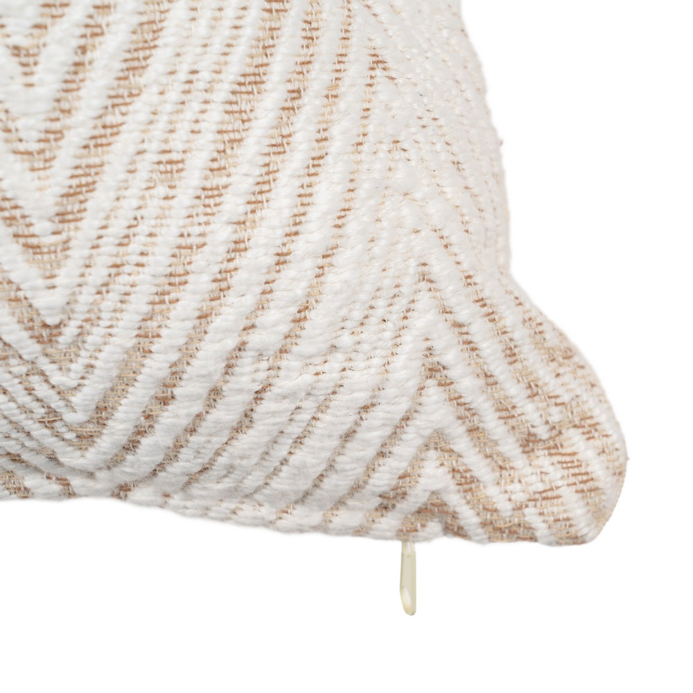 WHITE/BEIGE COTTON DECORATIVE CUSHION 40 X 60 CM