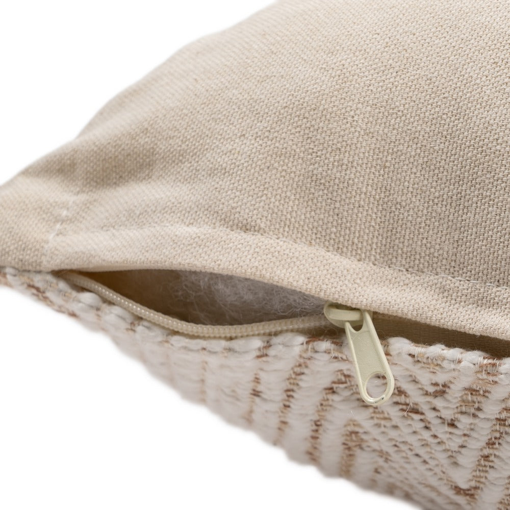 WHITE/BEIGE COTTON DECORATIVE CUSHION 40 X 60 CM
