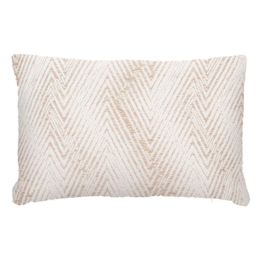 WHITE/BEIGE COTTON DECORATIVE CUSHION 40 X 60 CM
