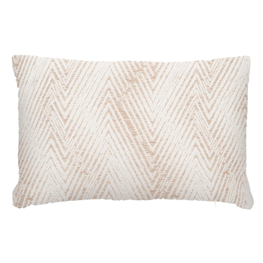 WHITE/BEIGE COTTON DECORATIVE CUSHION 40 X 60 CM