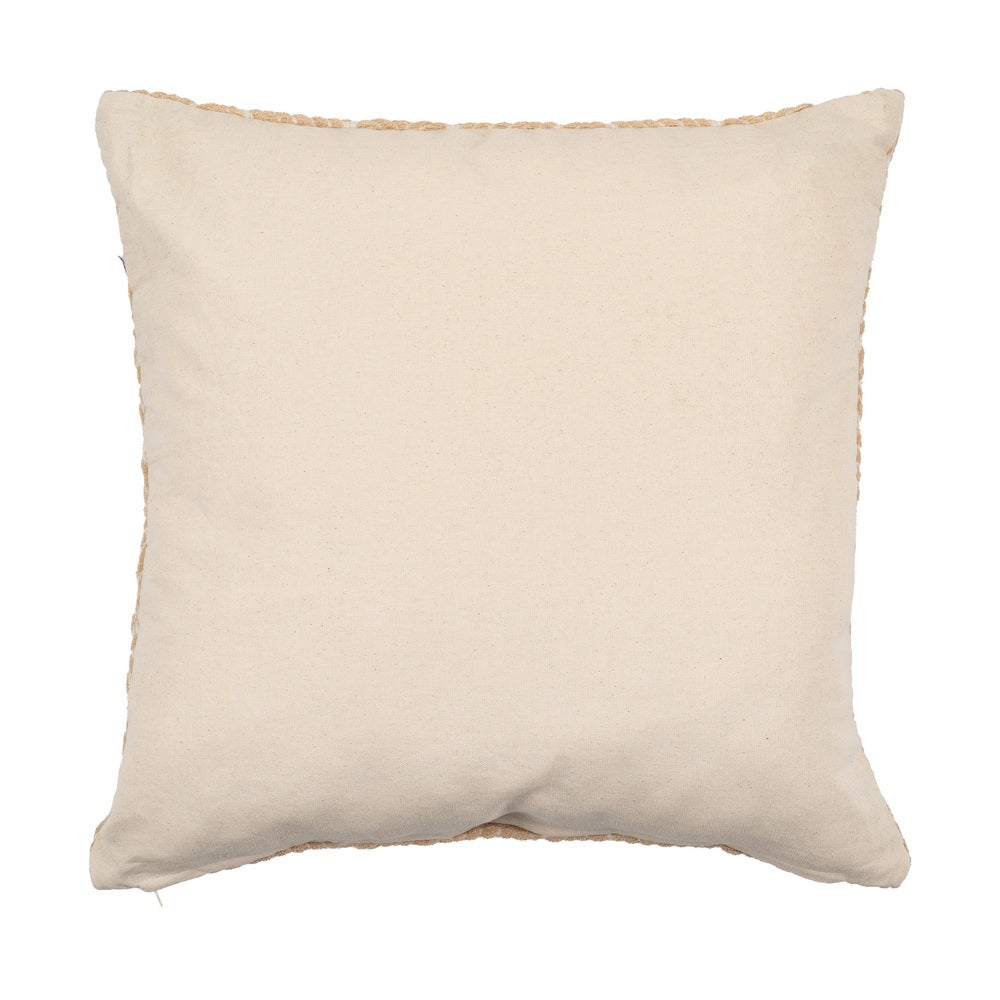 WHITE/BEIGE COTTON DECORATIVE CUSHION 45 X 45 CM