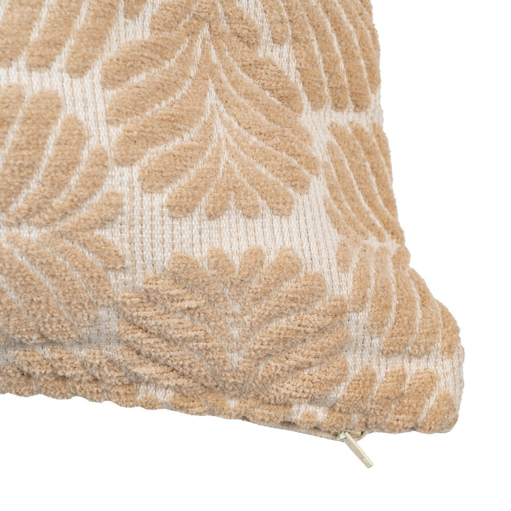WHITE/BEIGE COTTON DECORATIVE CUSHION 45 X 45 CM