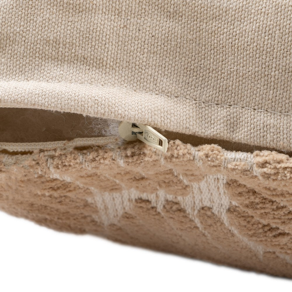 WHITE/BEIGE COTTON DECORATIVE CUSHION 40 X 60 CM
