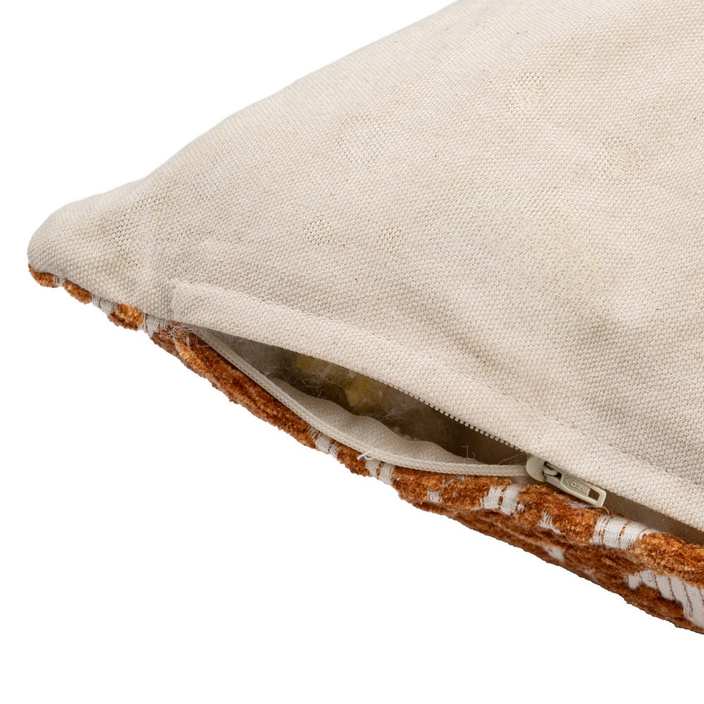 WHITE-OCHRE COTTON / POLYESTER CUSHION 45 X 45 CM