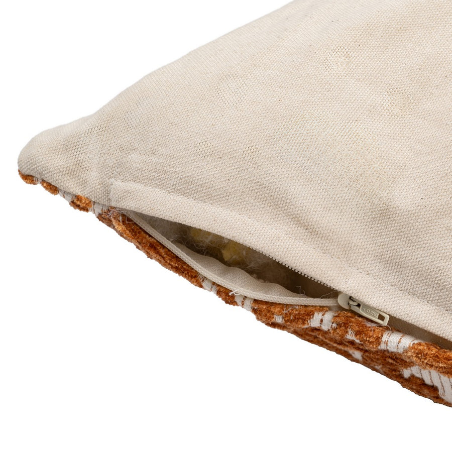 WHITE-OCHRE COTTON/POLYESTER CUSHION 40 X 60 CM