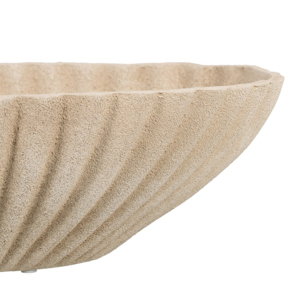 CENTRO MESA BEIGE CERÁMICA DECORACIÓN 40 X 25 X 14 CM