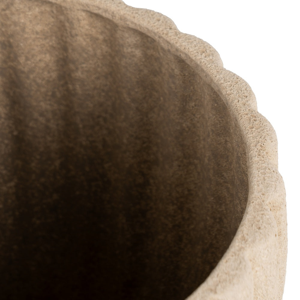MACETERO BEIGE CERÁMICA DECORACIÓN 20 X 20 X 17 CM