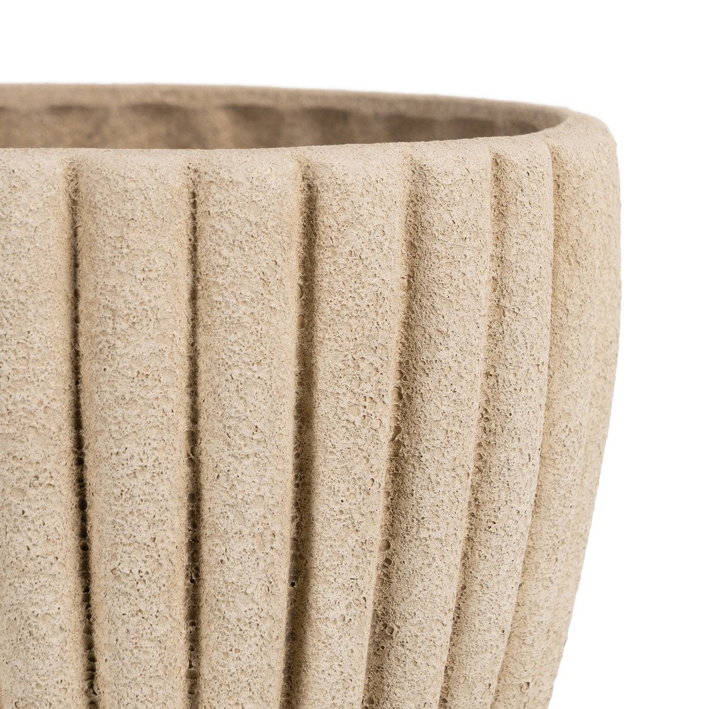 MACETERO BEIGE CERÁMICA DECORACIÓN 20 X 20 X 17 CM