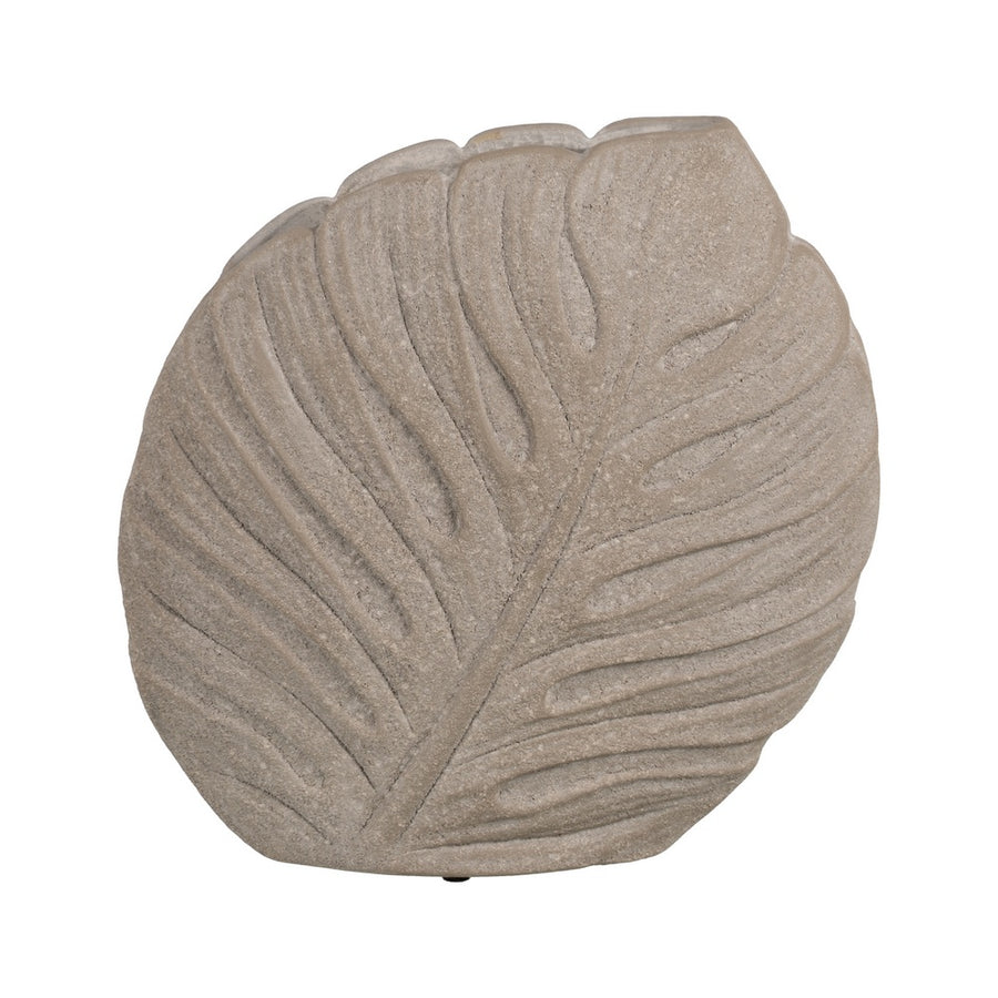 JARRÓN HOJAS GRIS CERÁMICA DECORACIÓN 31 X 30 CM