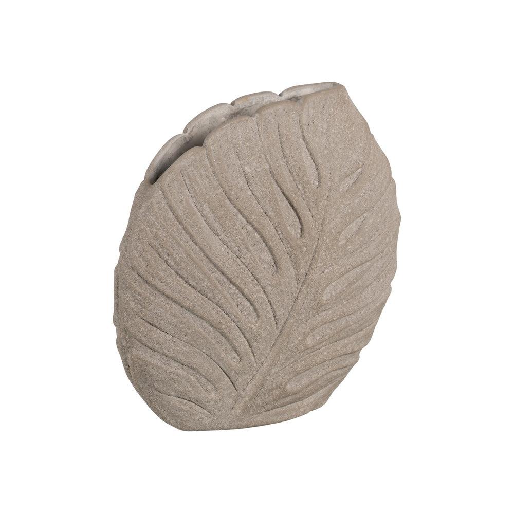 JARRÓN HOJAS GRIS CERÁMICA DECORACIÓN 31 X 30 CM