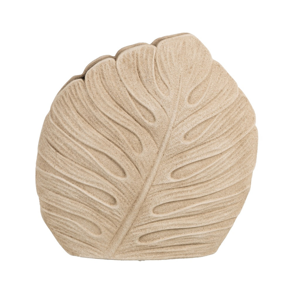 JARRÓN HOJAS CREMA CERÁMICA DECORACIÓN 39 X 40 CM