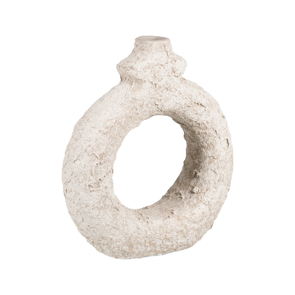 RUSTIC WHITE CERAMIC VASE 32 X 35 CM