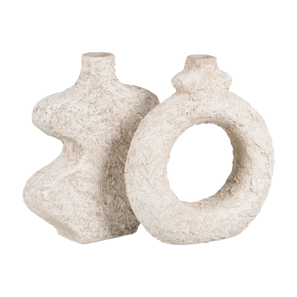 RUSTIC WHITE CERAMIC VASE 28 X 8 CM