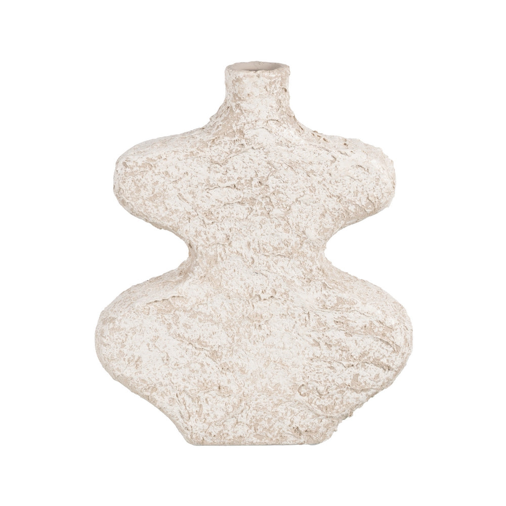 RUSTIC WHITE CERAMIC VASE 28 X 8 CM