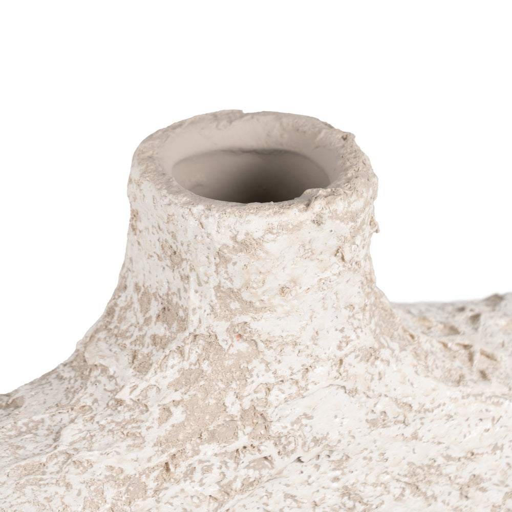 RUSTIC WHITE CERAMIC VASE 28 X 8 CM