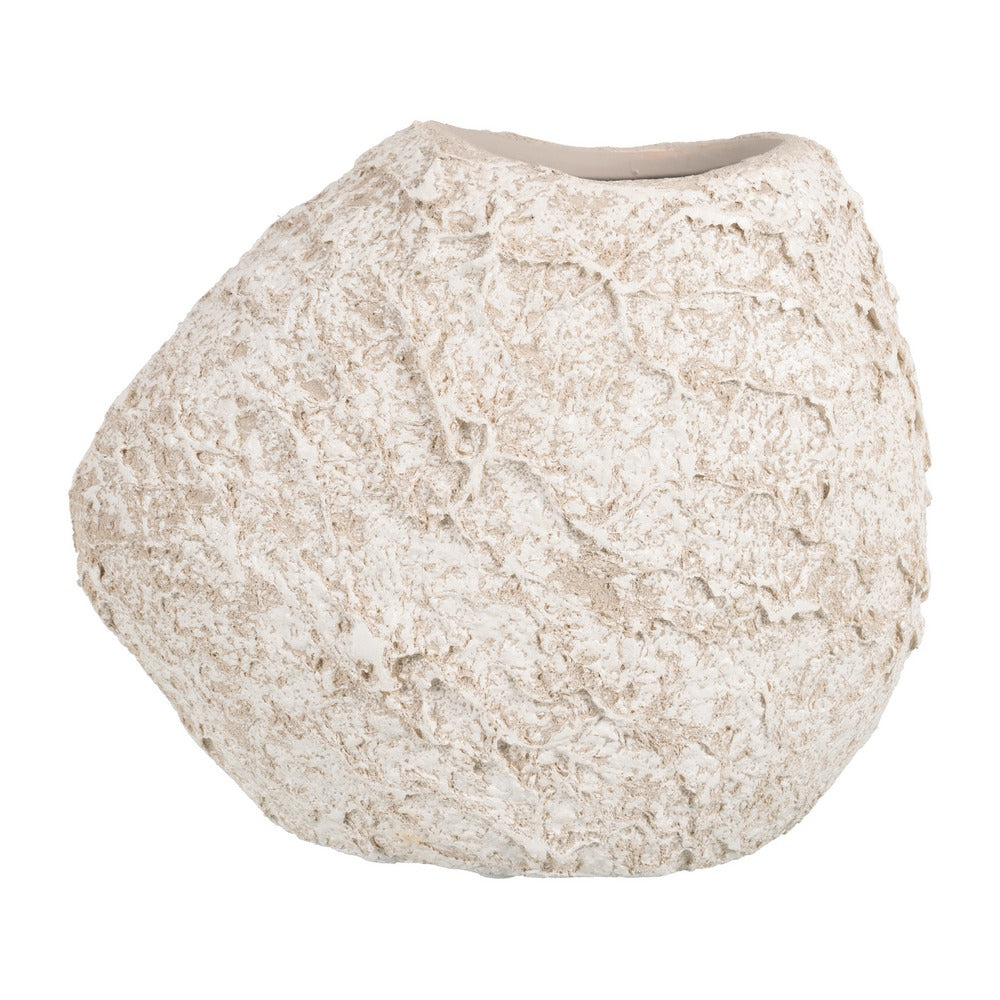 RUSTIC WHITE CERAMIC VASE 23 X 12 X 20 CM
