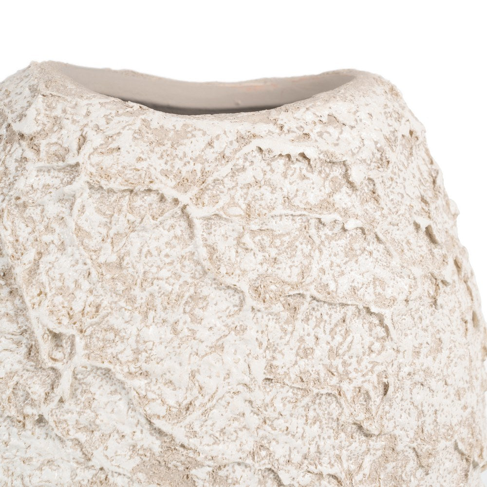 RUSTIC WHITE CERAMIC VASE 23 X 12 X 20 CM