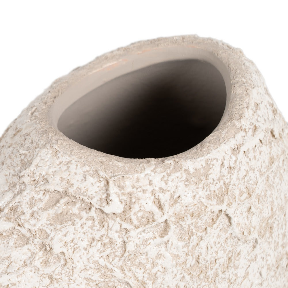 RUSTIC WHITE CERAMIC VASE 23 X 12 X 20 CM