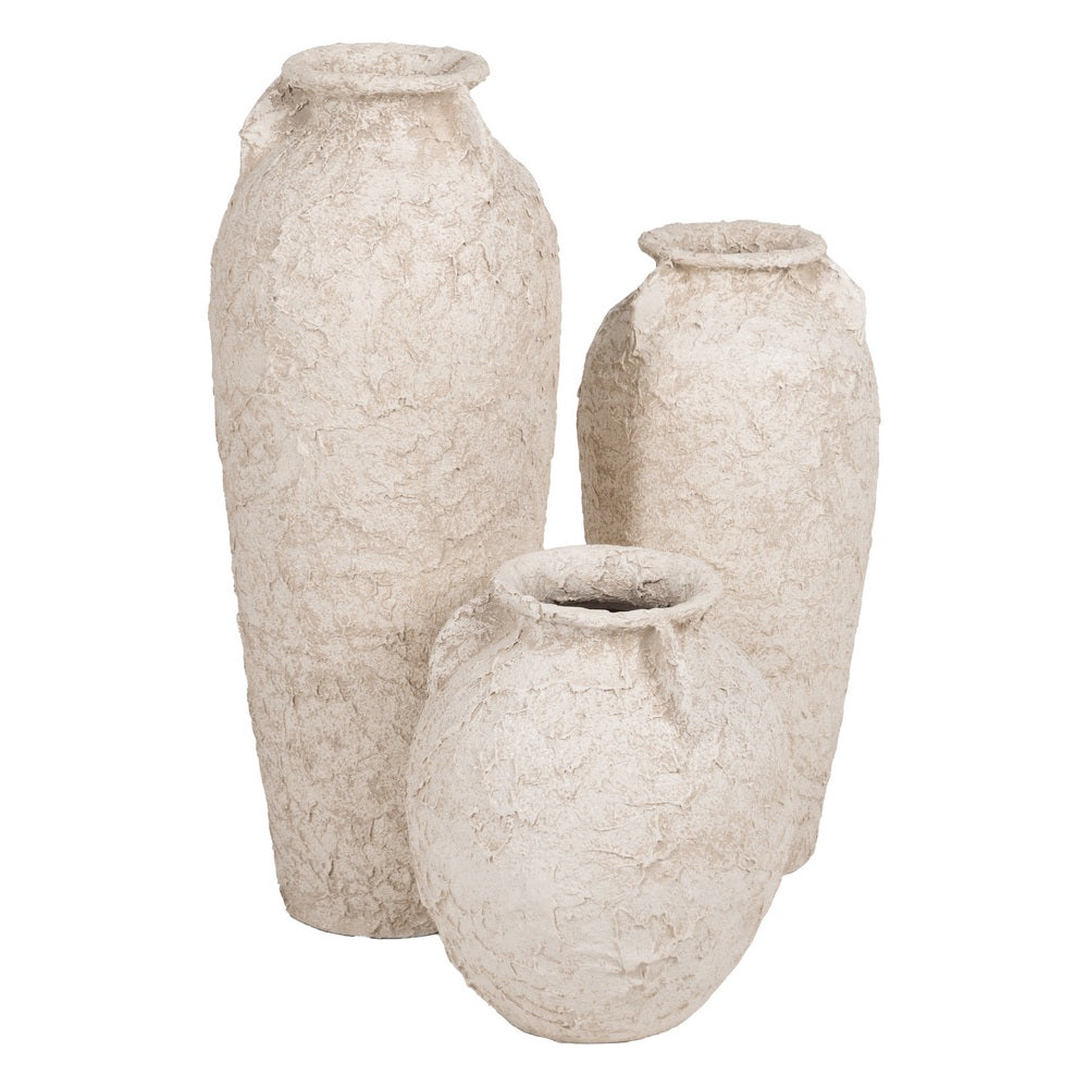RUSTIC WHITE CERAMIC JAR 26 X 26 X 60 CM