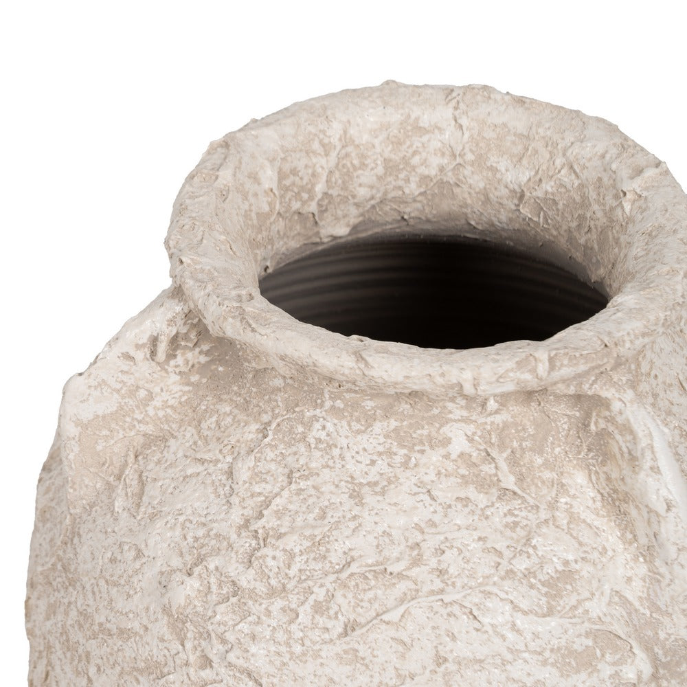 RUSTIC WHITE CERAMIC JAR 26 X 26 X 60 CM