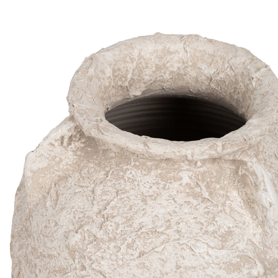 RUSTIC WHITE CERAMIC JAR 26 X 26 X 60 CM