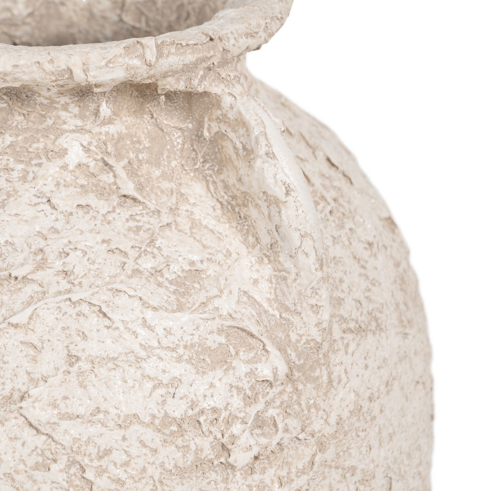 RUSTIC WHITE CERAMIC JAR 26 X 26 X 60 CM