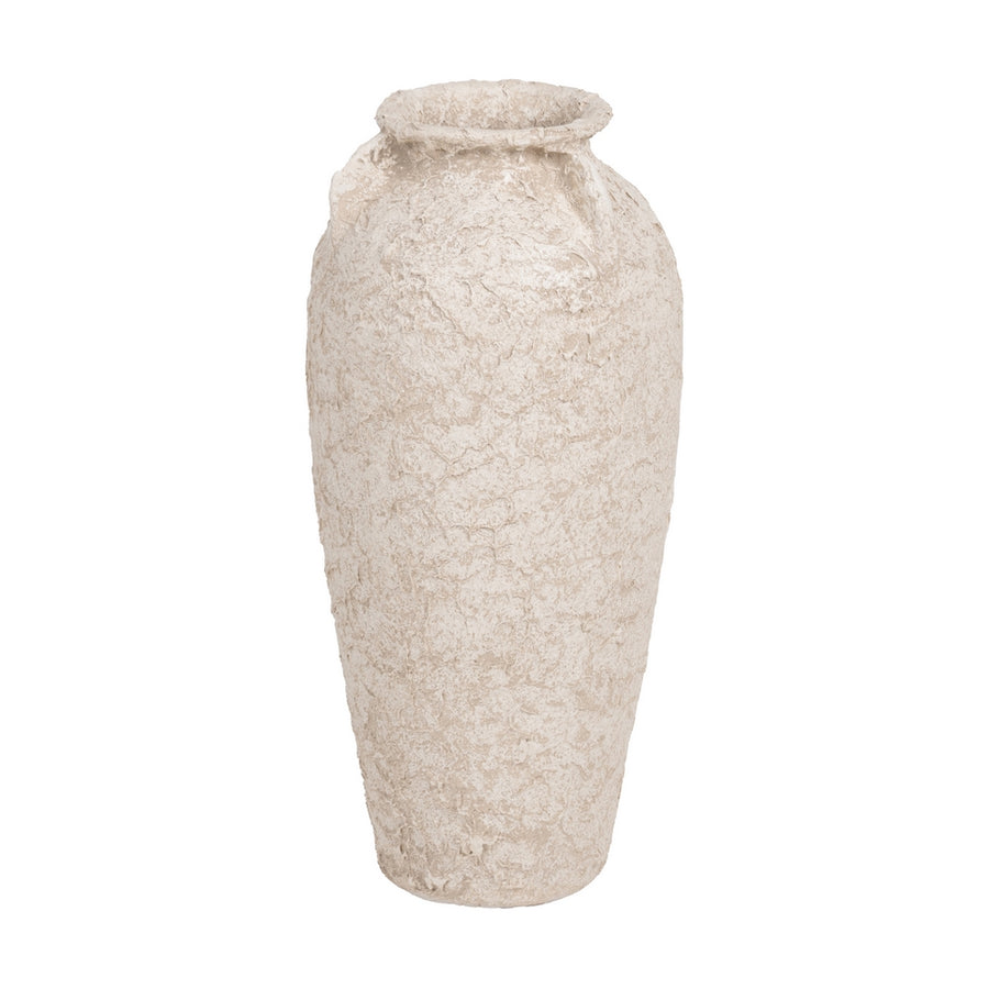 RUSTIC WHITE CERAMIC JAR 26 X 26 X 60 CM
