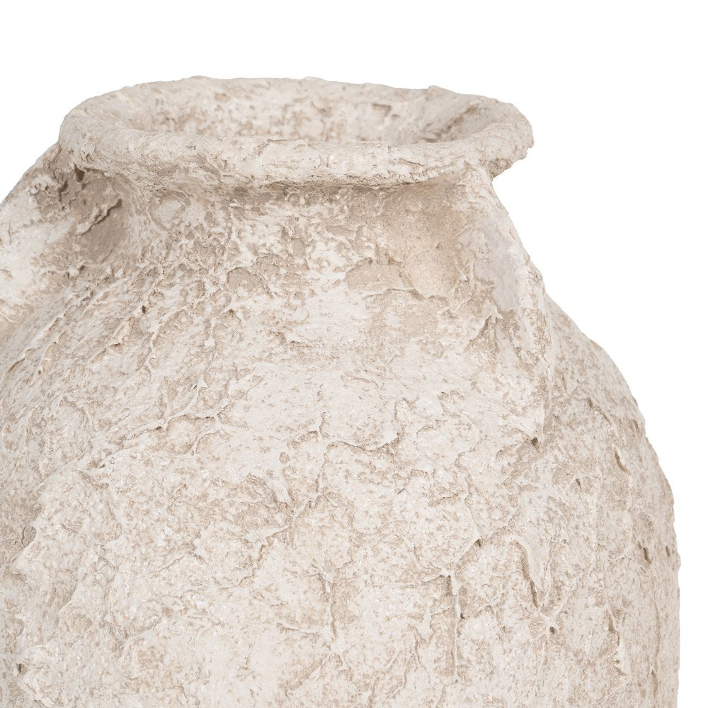 RUSTIC WHITE CERAMIC JAR 30 X 30 X 80 CM
