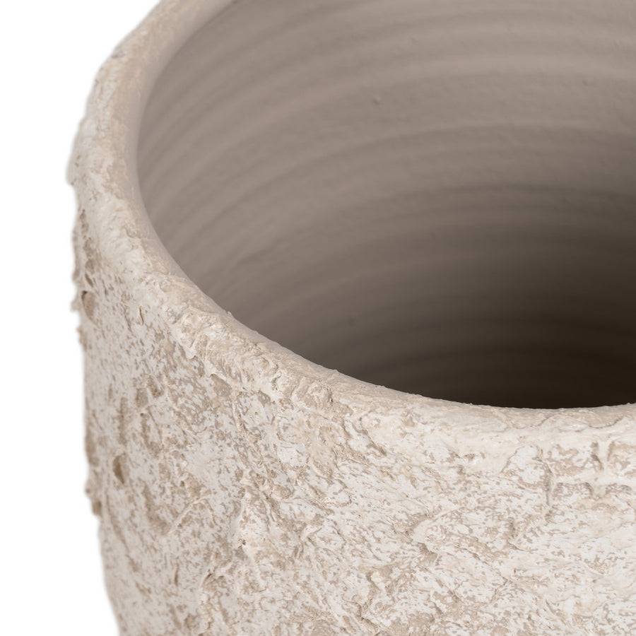 RUSTIC WHITE CERAMIC PLANTER 30 X 30 X 40 CM