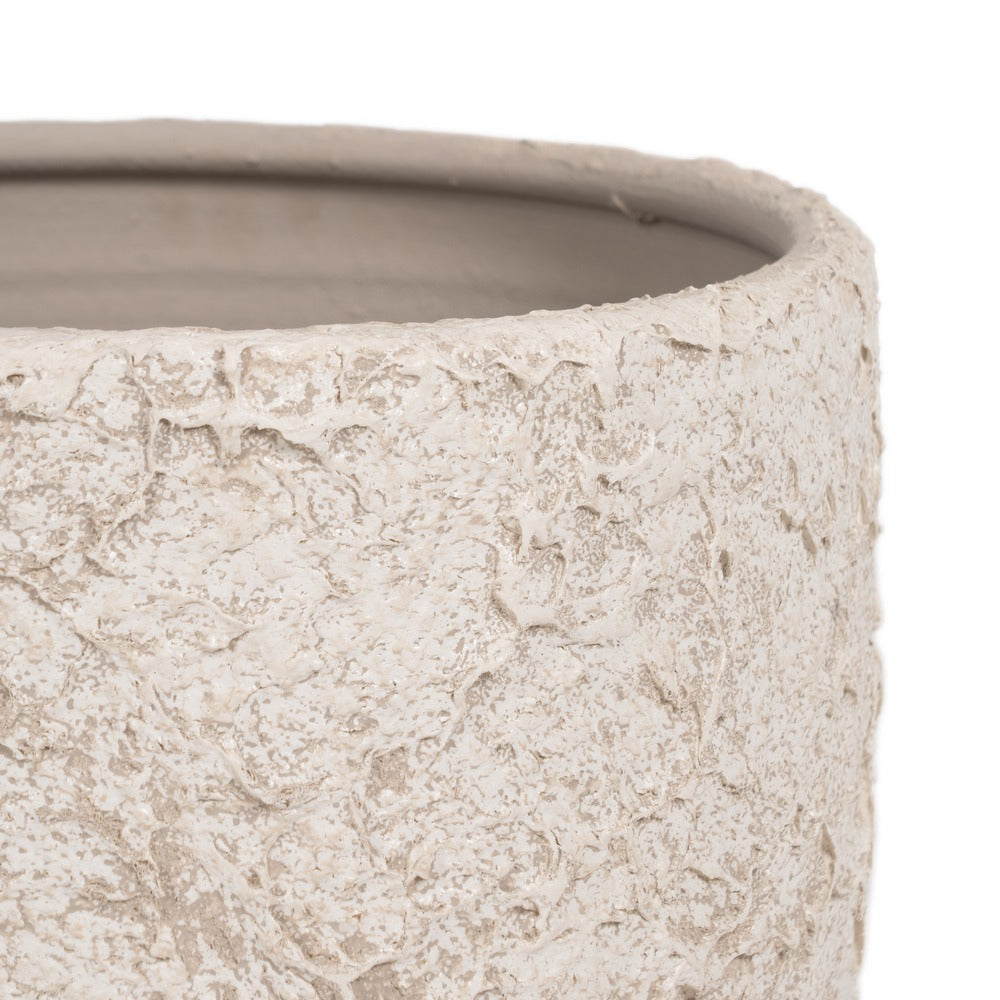 MACETERO BLANCO R�STICO CER�MICA 30 X 30 X 40 CM