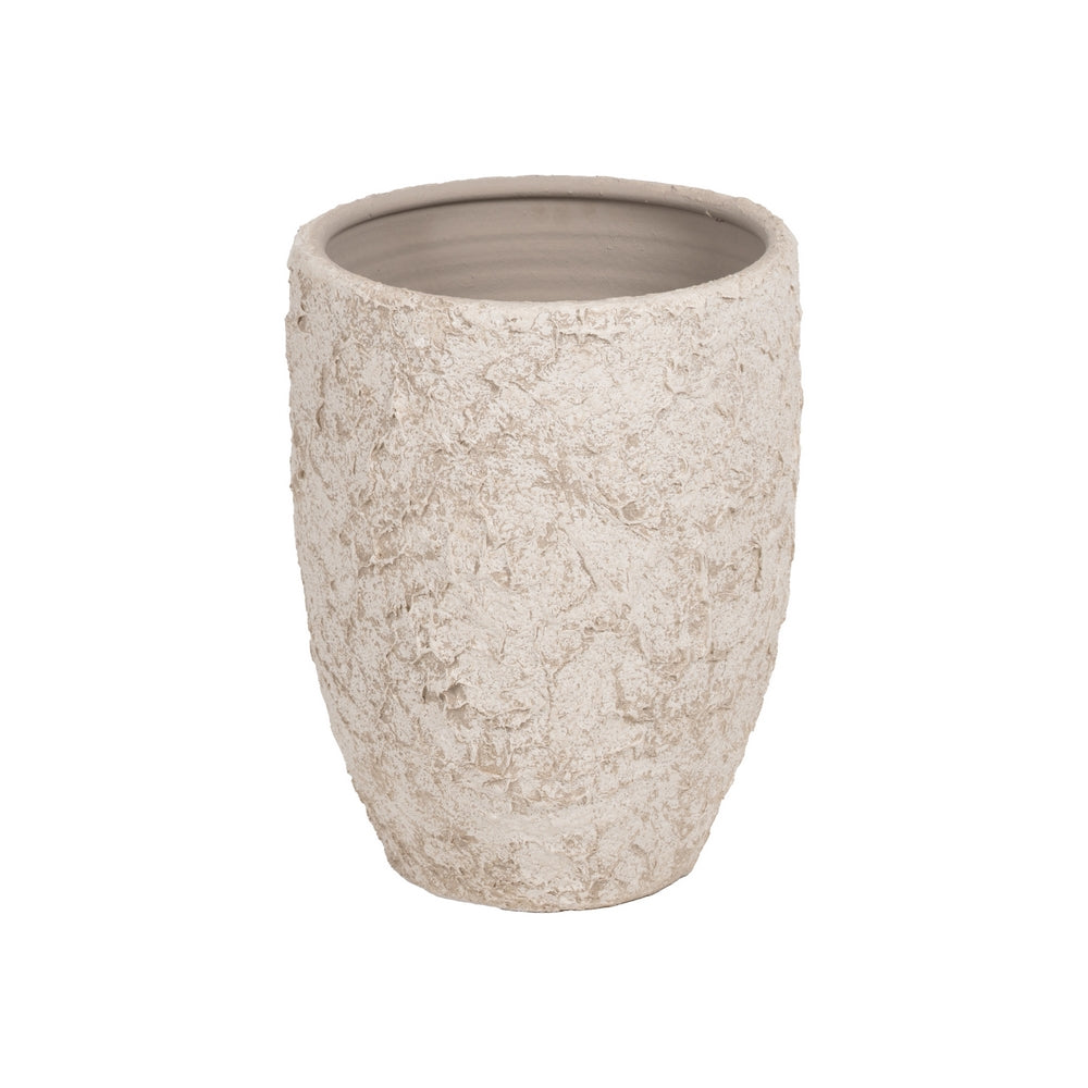 RUSTIC WHITE CERAMIC PLANTER 30 X 30 X 40 CM
