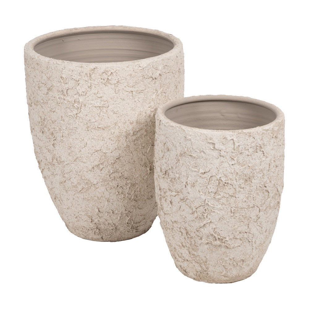 MACETERO BLANCO R�STICO CER�MICA 40 X 40 X 50 CM