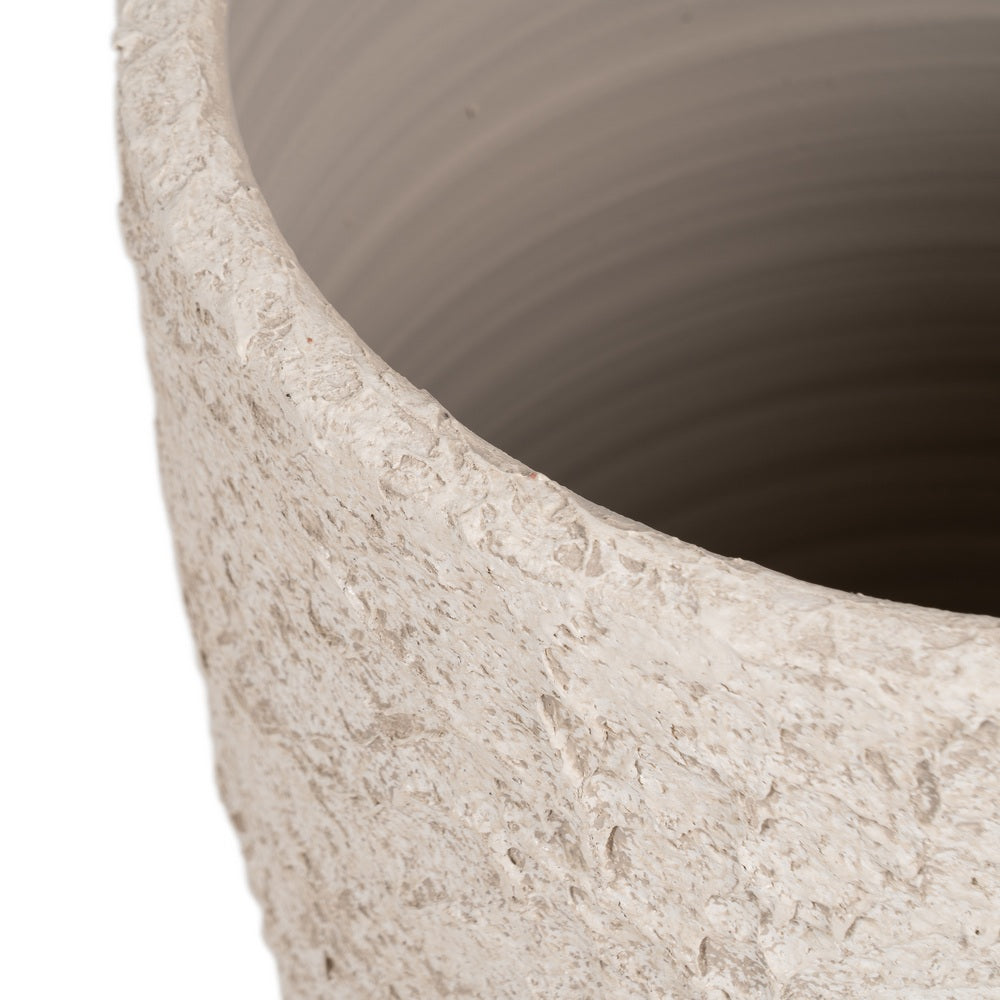 MACETERO BLANCO R�STICO CER�MICA 40 X 40 X 50 CM