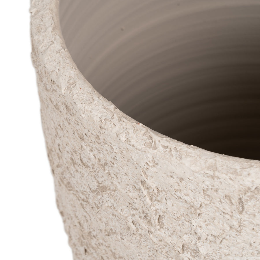 RUSTIC WHITE CERAMIC PLANTER 40 X 40 X 50 CM