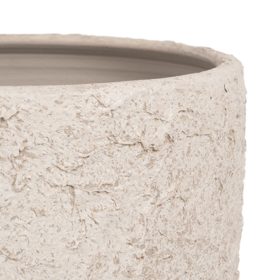 RUSTIC WHITE CERAMIC PLANTER 40 X 40 X 50 CM