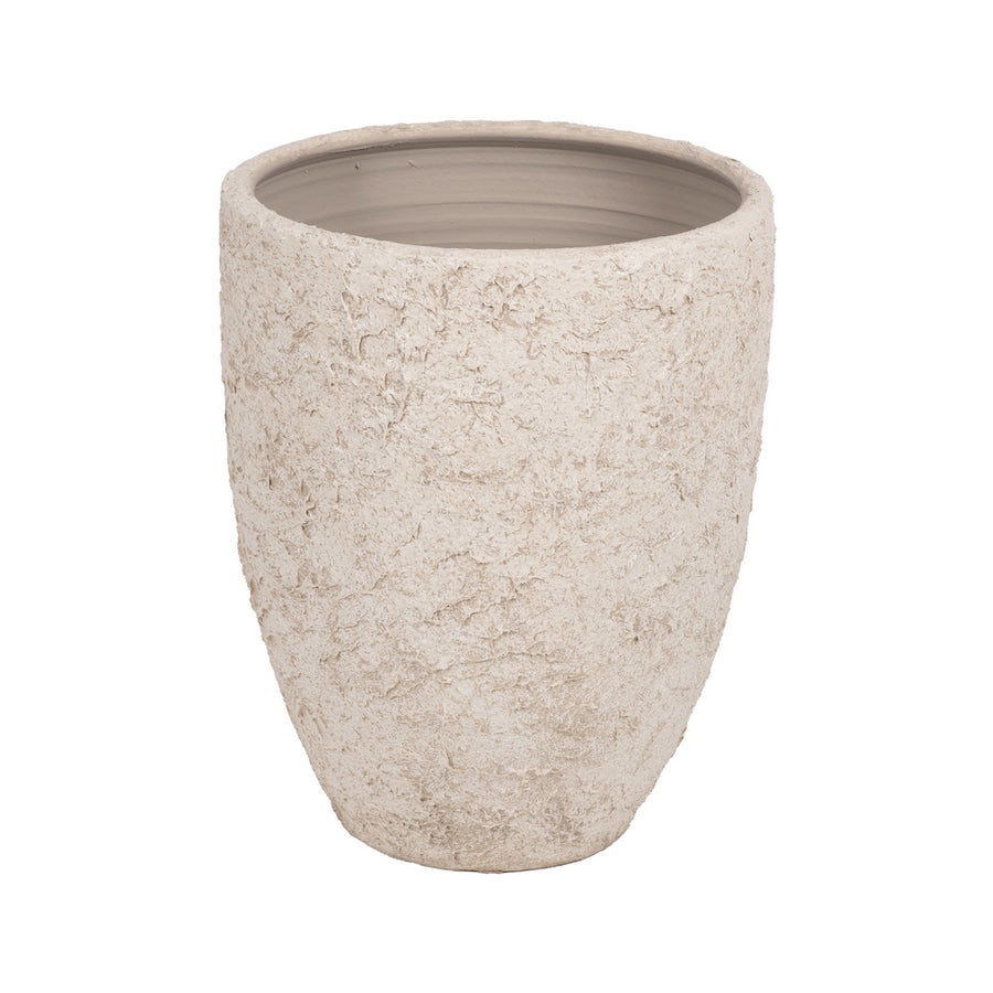 RUSTIC WHITE CERAMIC PLANTER 40 X 40 X 50 CM