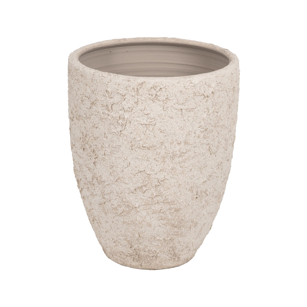 RUSTIC WHITE CERAMIC PLANTER 40 X 40 X 50 CM