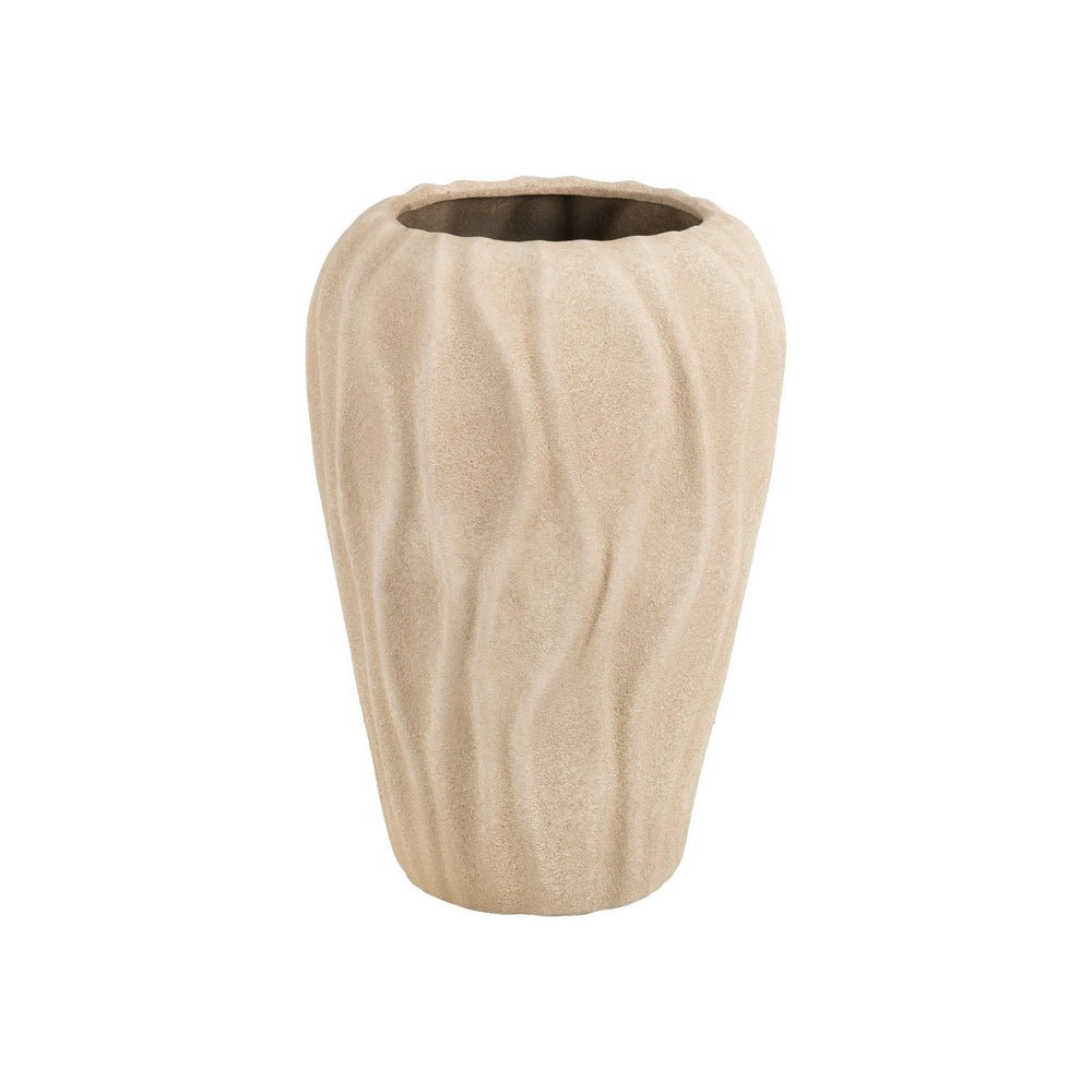JARRÓN BEIGE CERÁMICA DECORACIÓN 27 X 27 X 40 CM
