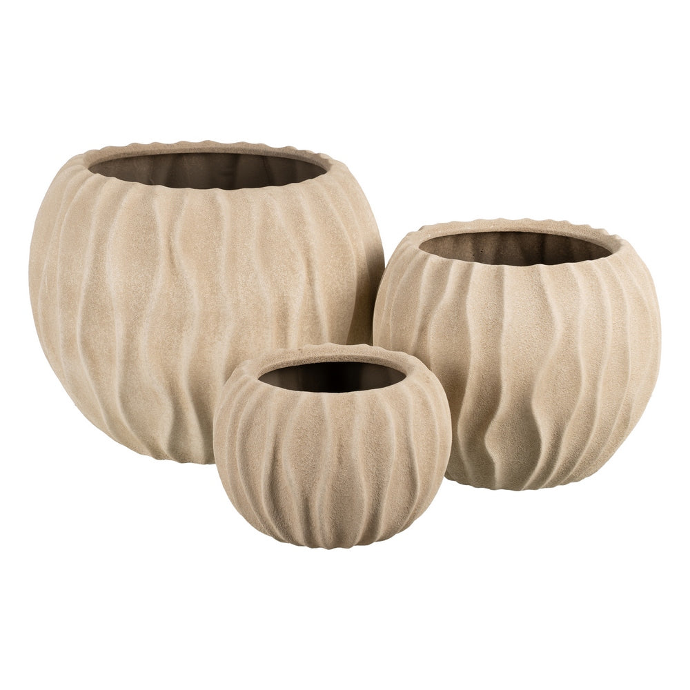 BEIGE CERAMIC PLANTER DECORATION 23 X 23 X 20 CM