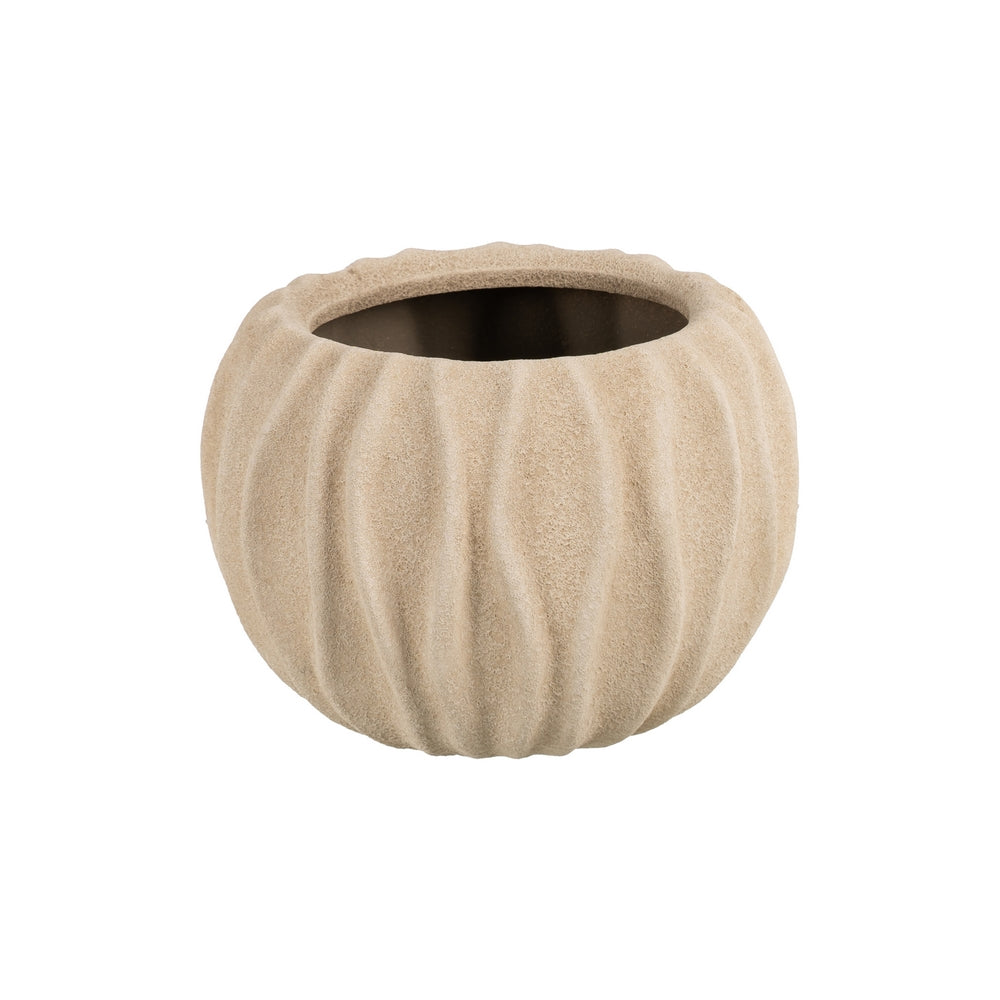 MACETERO BEIGE CERÁMICA DECORACIÓN 23 X 23 X 20 CM