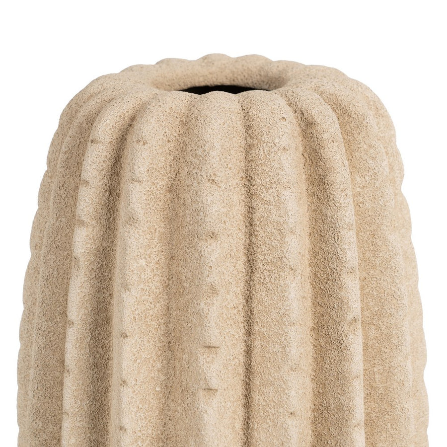 JARRÓN BEIGE CERÁMICA DECORACIÓN 15 X 15 X 30 CM