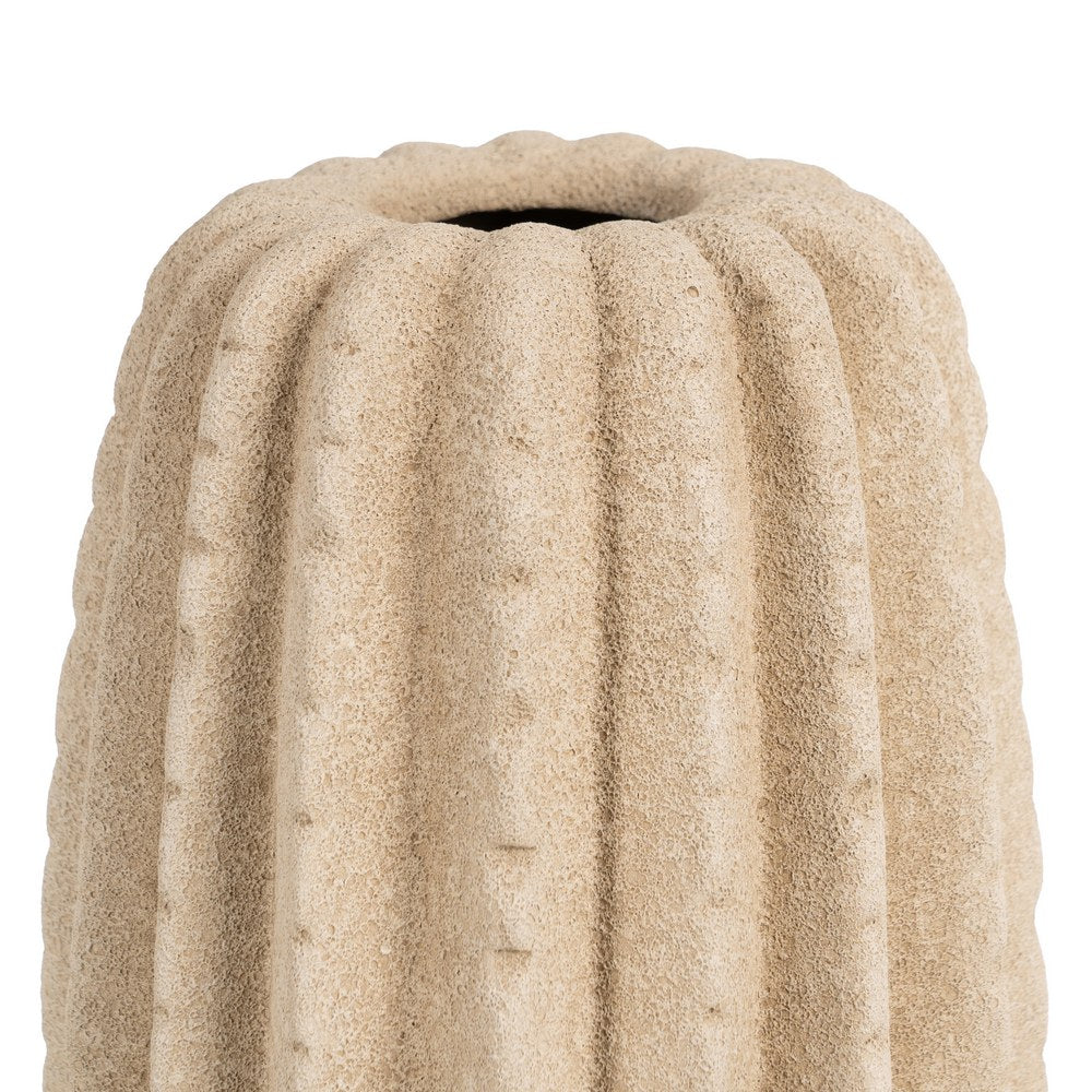 BEIGE CERAMIC DECORATIVE VASE 15 X 15 X 30 CM