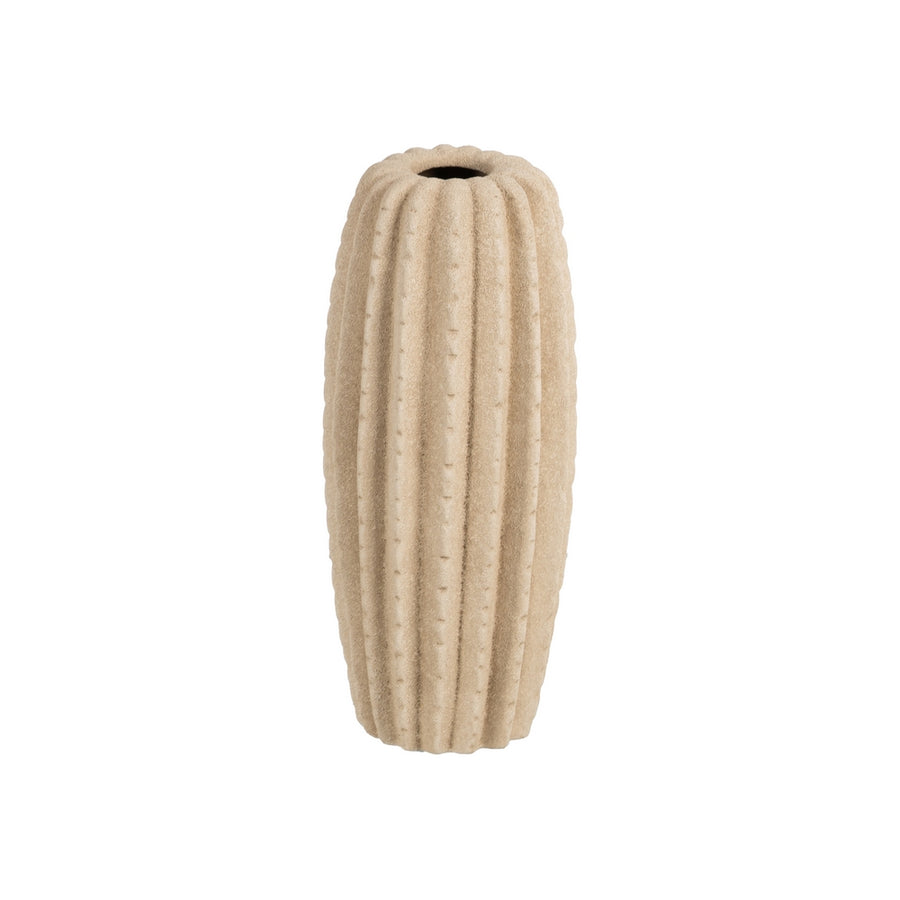 JARRÓN BEIGE CERÁMICA DECORACIÓN 15 X 15 X 30 CM