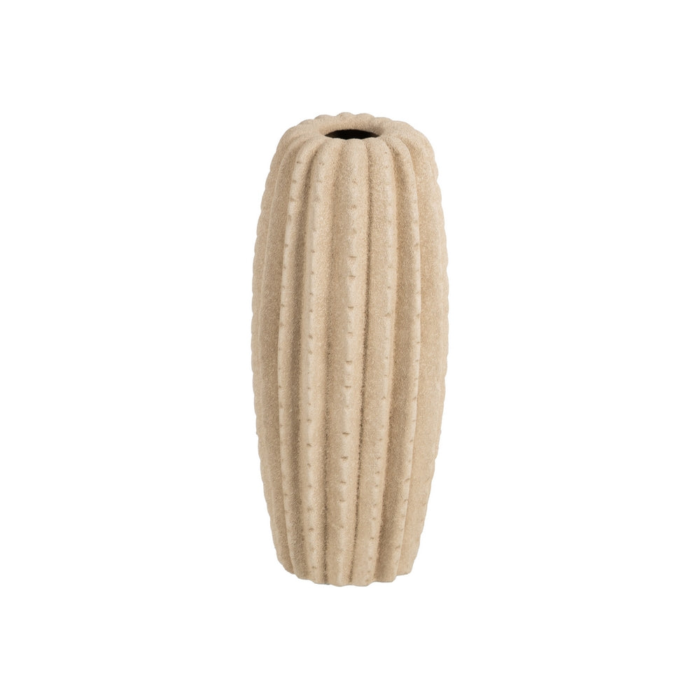 JARRÓN BEIGE CERÁMICA DECORACIÓN 15 X 15 X 30 CM