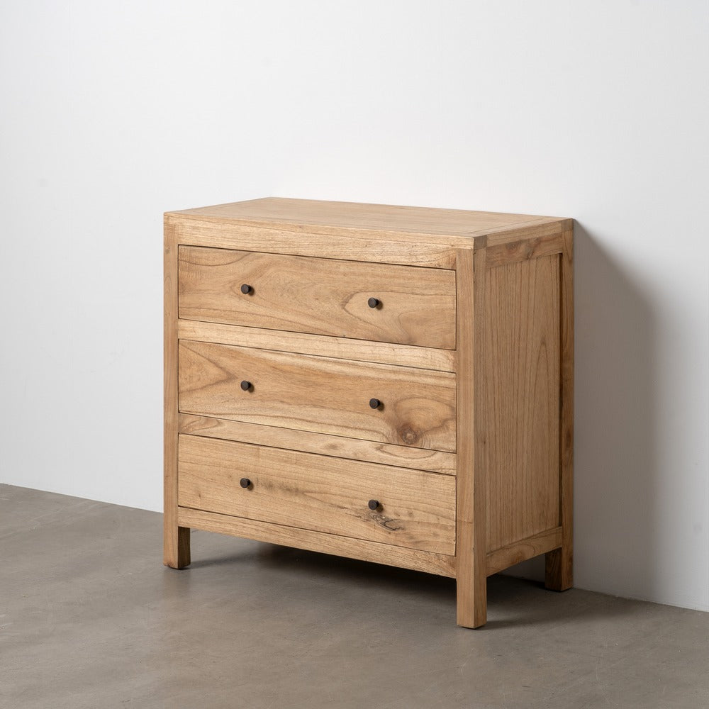 NATURAL MINDY WOOD CHEST OF DRAWERS BEDROOM 90 X 40 X 85 CM