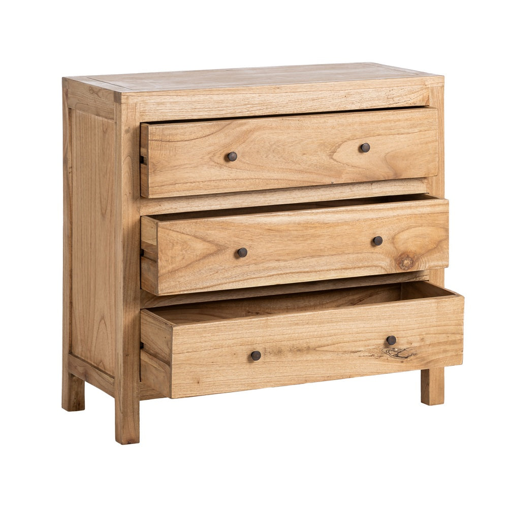 NATURAL MINDY WOOD CHEST OF DRAWERS BEDROOM 90 X 40 X 85 CM