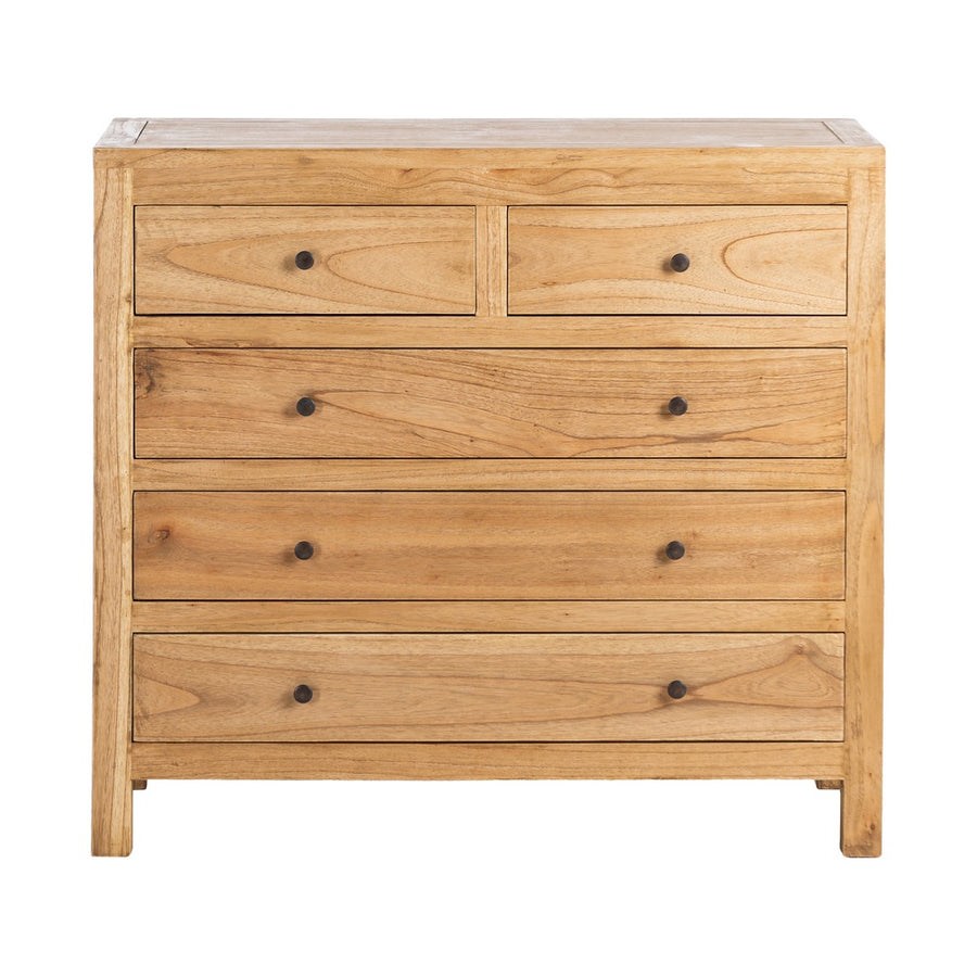 CÓMODA NATURAL MADERA MINDI DORMITORIO 100 X 40 X 90 CM