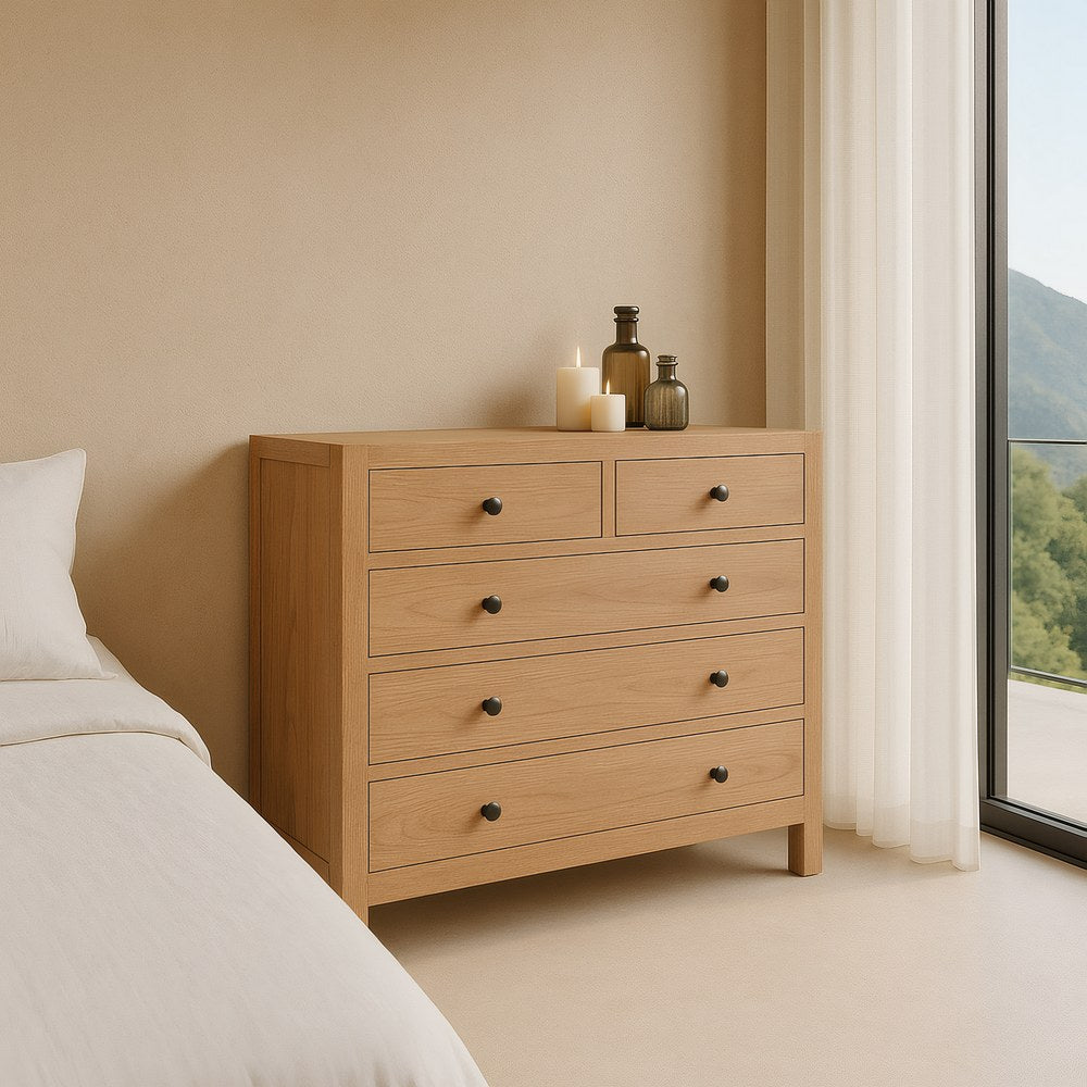 CÓMODA NATURAL MADERA MINDI DORMITORIO 100 X 40 X 90 CM