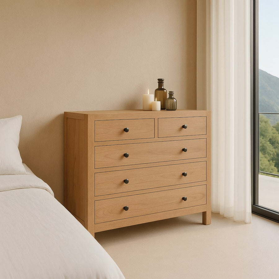 CÓMODA NATURAL MADERA MINDI DORMITORIO 100 X 40 X 90 CM